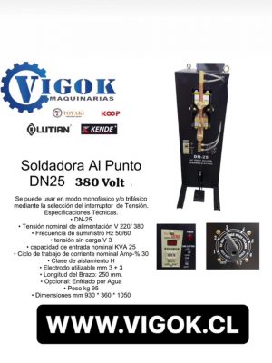 Soldadora Al Punto DN25 Trabajo 6mm 380V. KENDE
