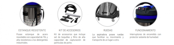 ASPIRADORA POLVO/AGUA LUSTER 580 70L 2 MOTORES - Imagen 4