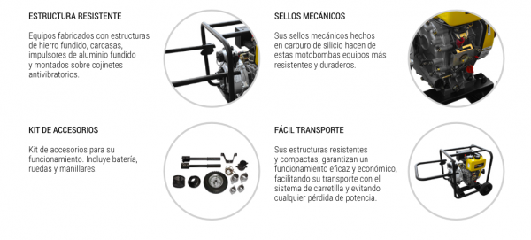 Motobomba Diésel KRAFTER SDP50FE 2″x 2″ alta presión - Imagen 3