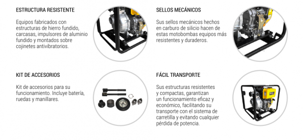 Motobomba Diésel KRAFTER SDP80FE 3″x 3″ alta presión - Imagen 3