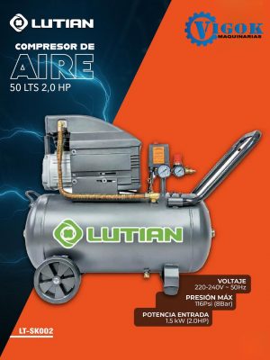 COMPRESOR DE AIRE 50 LTS 2,0 HP LUTIAN